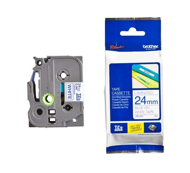Labeltape Brother Ptouch TZe253 24mm wit