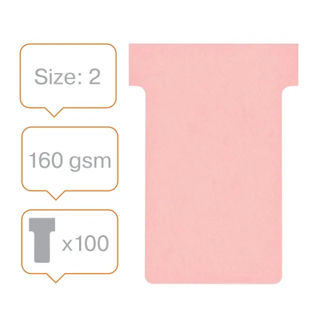 T-kaart Nobo nr.2 48mm roze 100 stuks