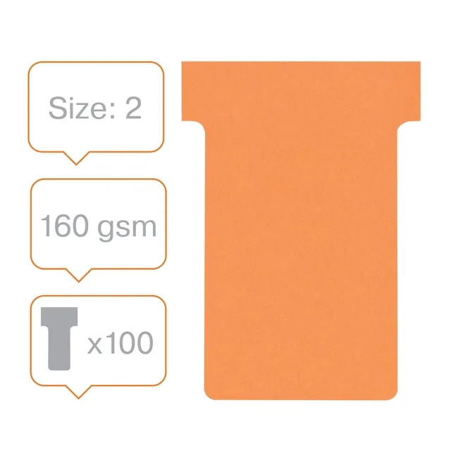 T-kaart Nobo nr.2 48mm oranje 100 stuks