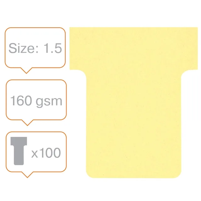 T-kaart Nobo nr. 1.5 36mm geel 100 stuks