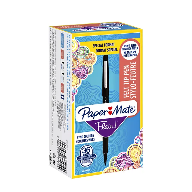 Fineliner Papermate Flair Original M valuep zwart