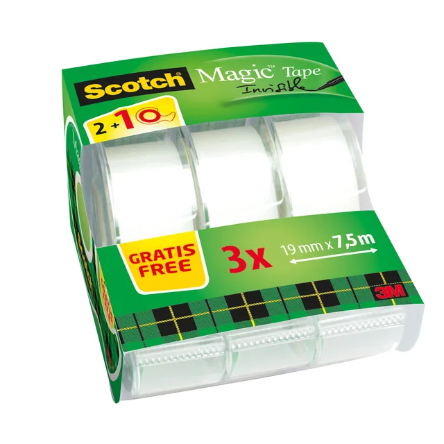 Plakband Scotch Magic 810 19mmx7.5m mat 2+1 disp