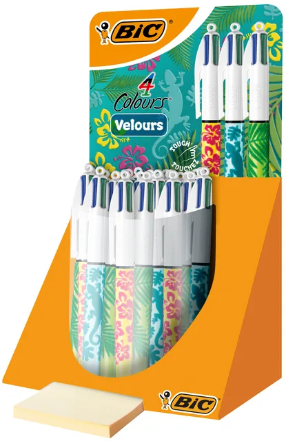 Balpen Bic 4kleuren velours M assorti