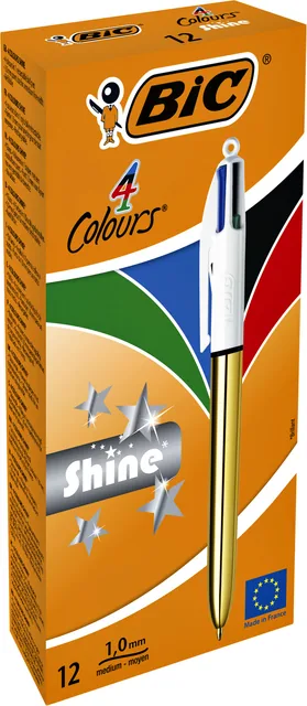Balpen Bic 4kleuren shine M goud