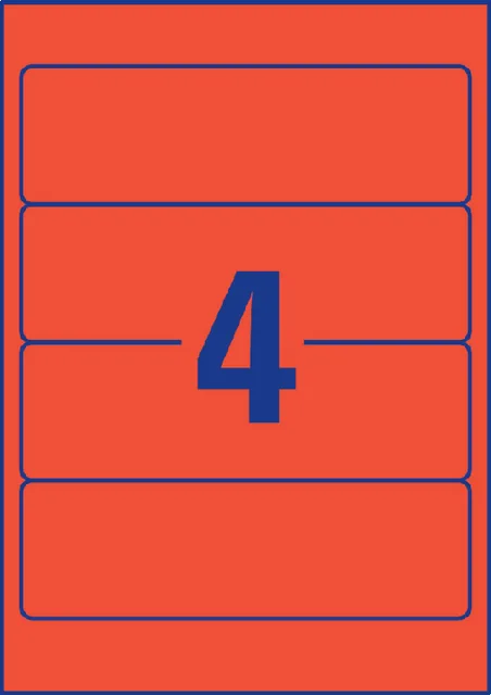 Rugetiket Avery breed 61x192mm zelfklevend rood