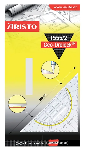 Geodriehoek Aristo 1555/2 225mm met greep