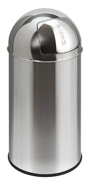 Afvalbak pushcan 40liter met pushdeksel zilver