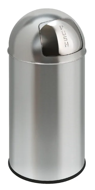 Afvalbak pushcan 40liter met pushdeksel mat RVS