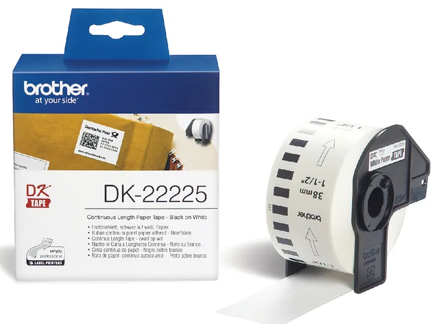 Etiket Brother DK22225 doorlopend 38mm 30m wit