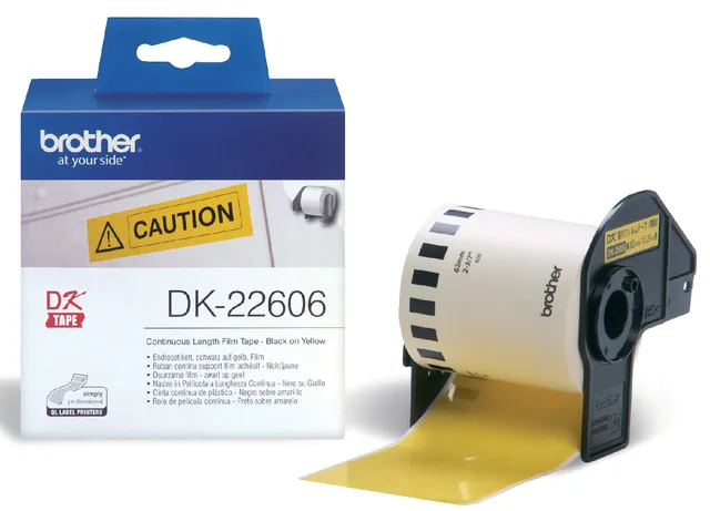 Etiket Brother DK22606 doorlopend 62mm 15m geel