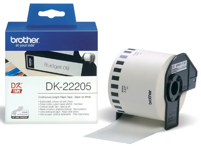 Etiket Brother DK22205 doorlopend 62mm 30m wit