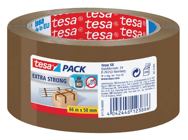 Verpakkingstape tesapack Extra 66mx50mm PVC br