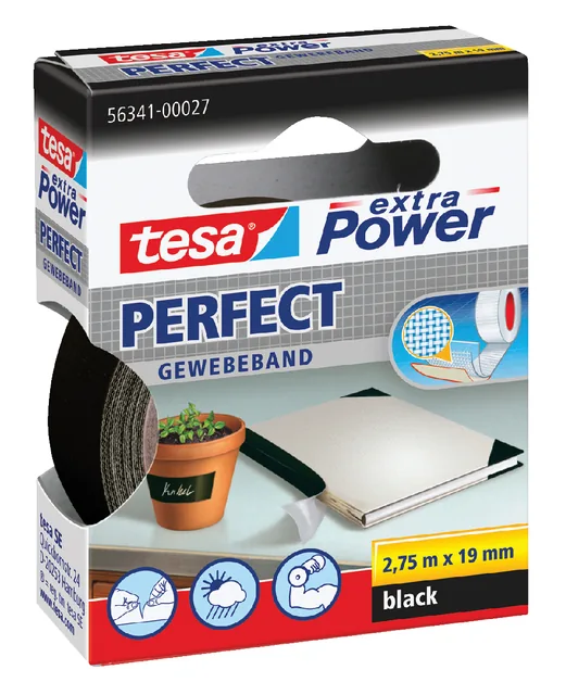 Textieltape tesa Perfect 2.75mx19mm zwart