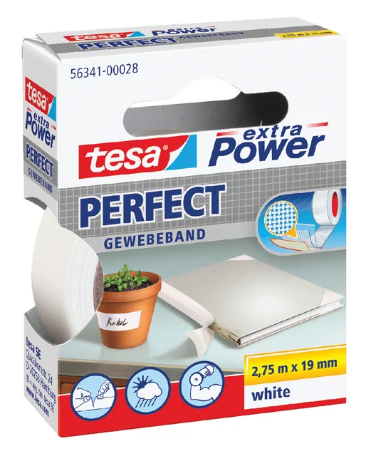 Textieltape tesa Perfect 2.75mx19mm wit