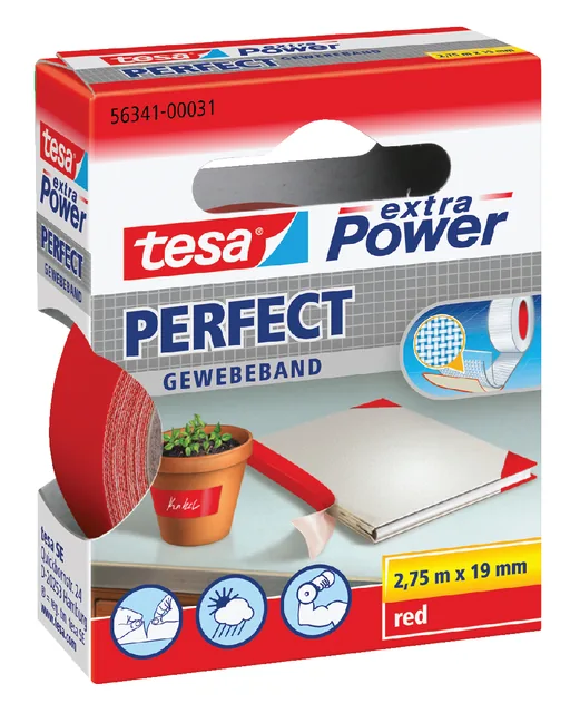Textieltape tesa Perfect 2.75mx19mm rood