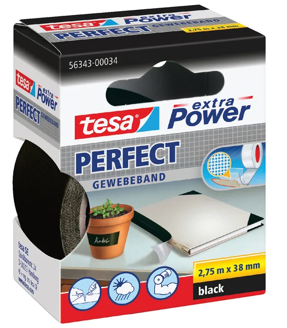 Textieltape tesa Perfect 2.75mx38mm zwart