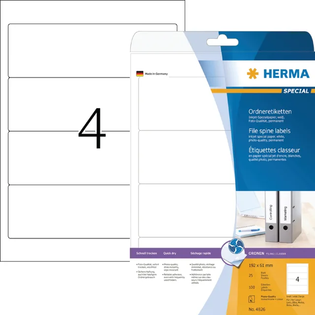 Rugetiket HERMA 5095 breed 61x192mm zelfklevend wt