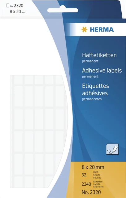 Etiket HERMA 2320 8x20mm wit 2240st