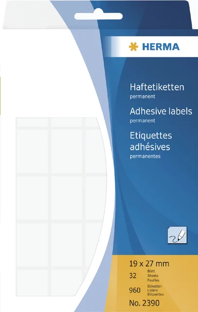 Etiket HERMA 2390 19x27mm wit 960st