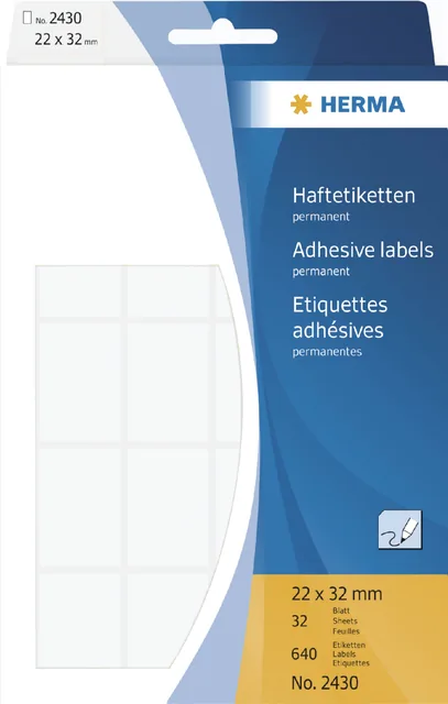 Etiket HERMA 2430 22x32mm wit 640st