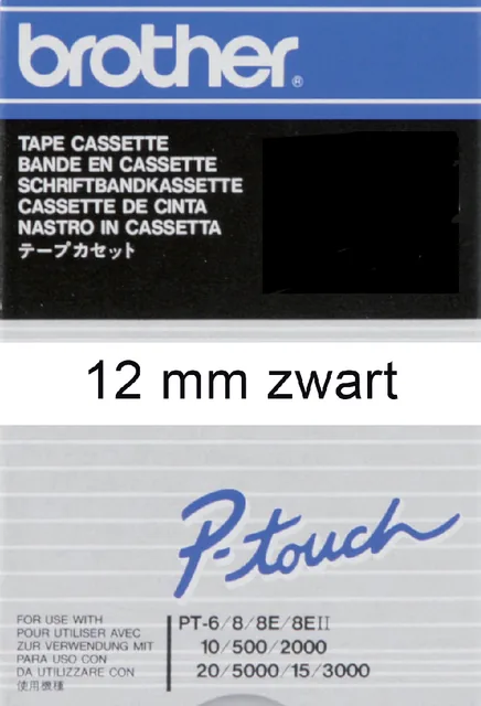 Labeltape Brother Ptouch TC201 12mm wit