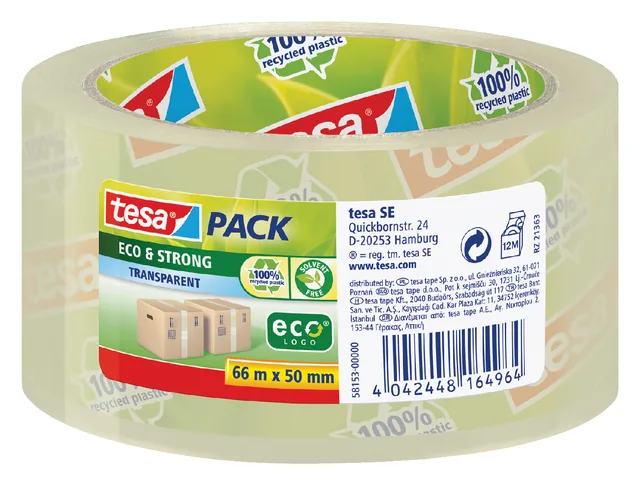 Verpakkingstape tesapack Eco 66mx50mm transparant