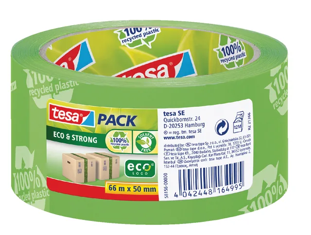 Verpakkingstape tesapack Eco 66mx50mm gr bedrukt