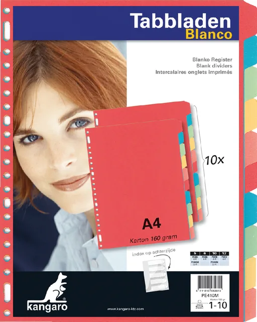 Tabblad Kangaro 23r PE410M 10 delig assorti karton