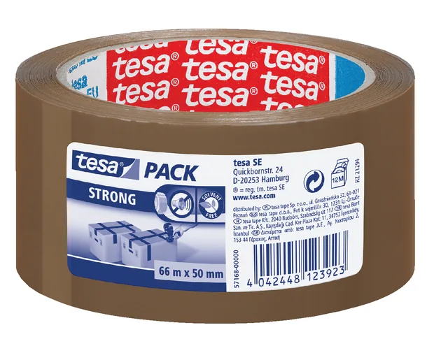 Verpakkingstape tesapack Strong 66mx50mm PP bruin