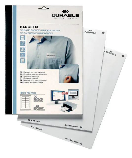 Naambadge etiket Durable 40x75mm zelfkl wt 240st