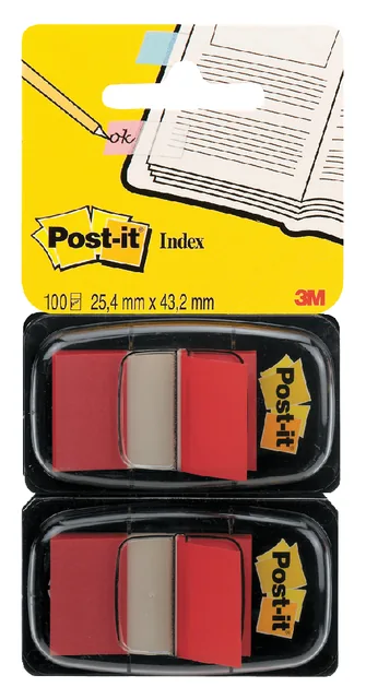 Indextabs Post-it 680 25.4x43.2mm duopack rood