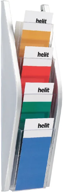 Folderhouder Helit wand 4x 1 3 A4 zilver