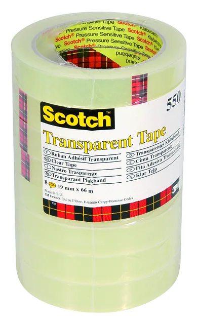Plakband Scotch 550 19mmx66m transparant 8rol