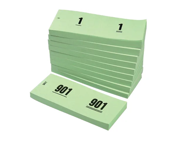 Nummerblok 42x105mm nummering 1 1000 groen 10st