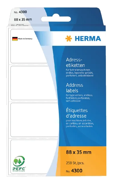 Etiket HERMA adres 4300 88x35mm zig-zag 250st