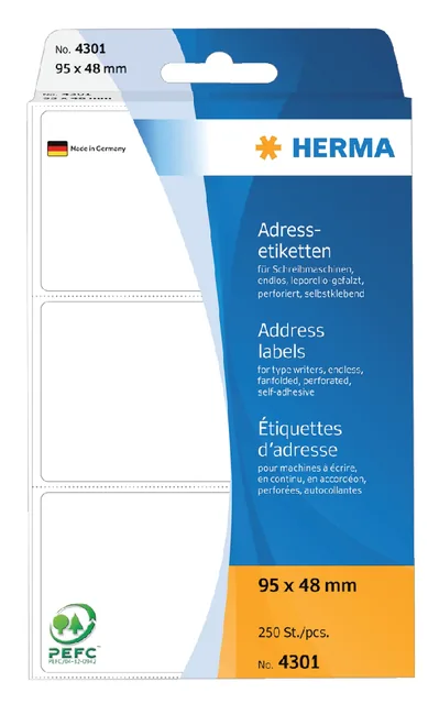 Etiket HERMA adres 4301 95x48mm zig-zag 250st