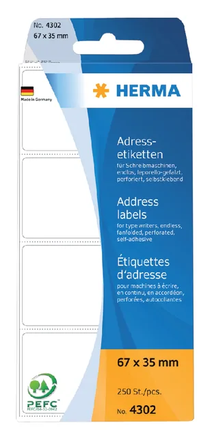 Etiket HERMA adres 4302 67x35mm zig-zag 250st