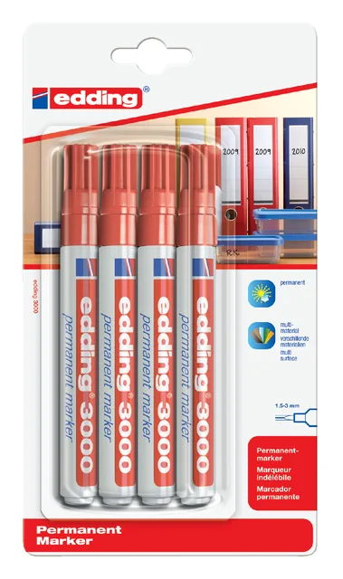 Viltstift edding 3000 rond 1.5-3mm rood