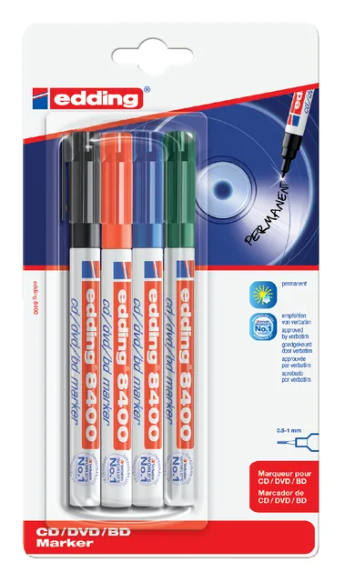 CD marker edding 8400 rond 0.5-1mm assorti