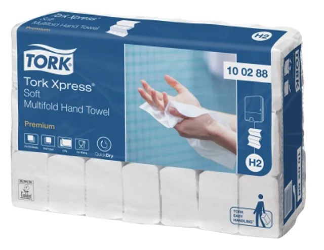 Handdoek Tork H2 Premium 2laags 212x340mm 100288