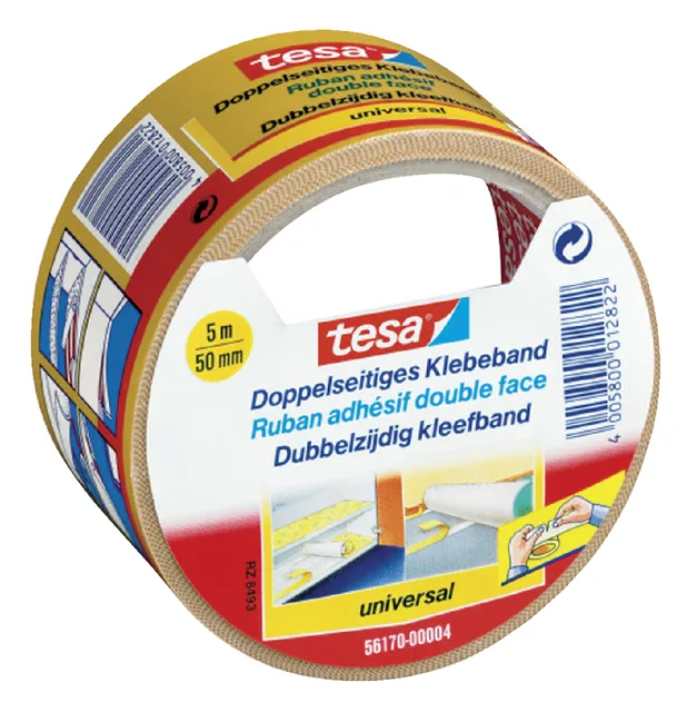 Tapijttape tesa Uni 5mx50mm dubbelzijdig wit