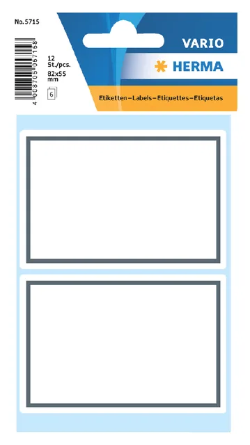 Etiket HERMA 5715 53x80mm schrift grijs kader 12st