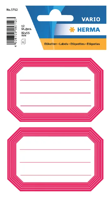 Etiket HERMA 5712 82x55mm schrift rode rand 12st