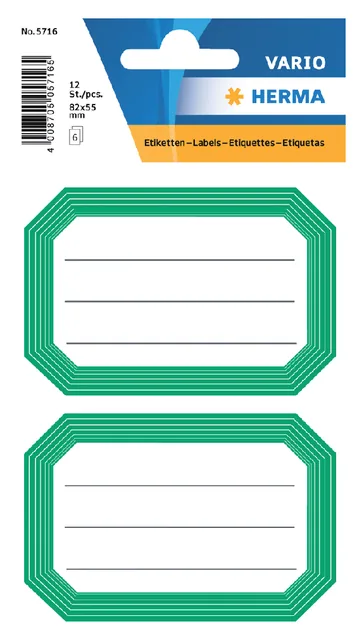 Etiket HERMA 5716 82x55mm schrift groene rand 12st