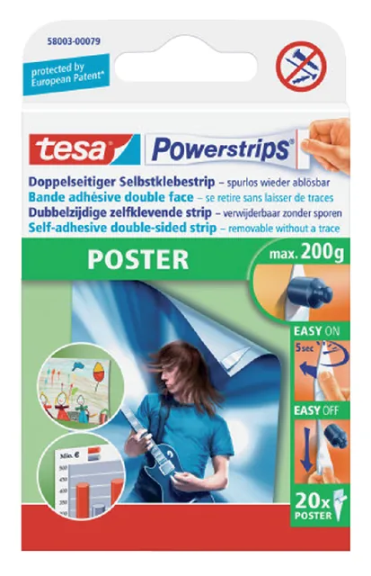 Kleefstrips tesa Powerstrips poster 20st blister