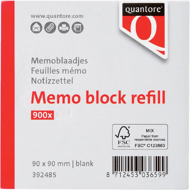 Memoblok Quantore losbladig 90x90x90mm 900v