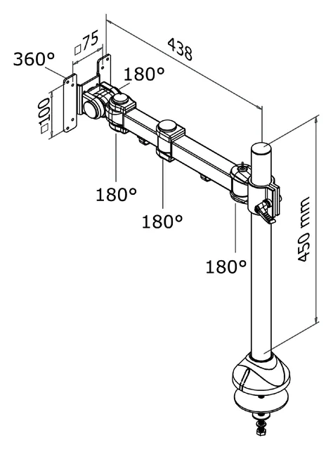 Monitorarm Neomounts D960G 10 30 inch doorvoer zw