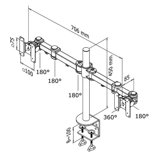 Monitorarm Neomounts D960D 2x 10 27 inch klem zw