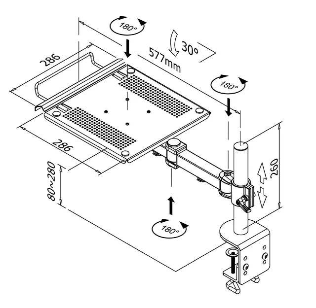 Laptoparm Neomounts D100 klem zwart