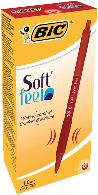 Balpen Bic soft feel clic M rood